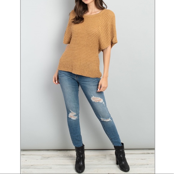 kimono sleeve open weave sweater - Picture 2 of 4